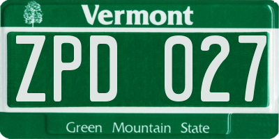VT license plate ZPD027