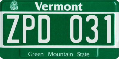 VT license plate ZPD031