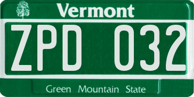 VT license plate ZPD032