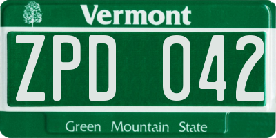VT license plate ZPD042