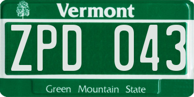 VT license plate ZPD043