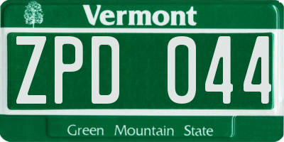 VT license plate ZPD044