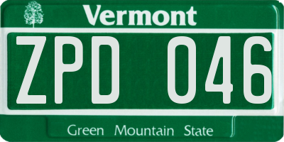 VT license plate ZPD046