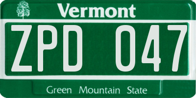 VT license plate ZPD047
