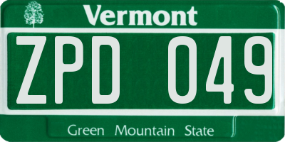 VT license plate ZPD049