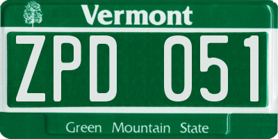 VT license plate ZPD051