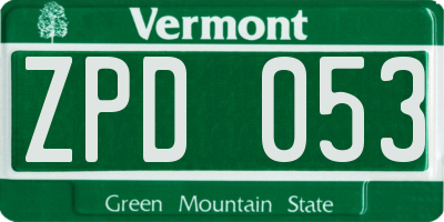 VT license plate ZPD053