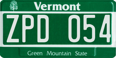 VT license plate ZPD054