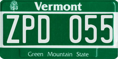 VT license plate ZPD055