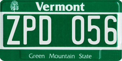 VT license plate ZPD056