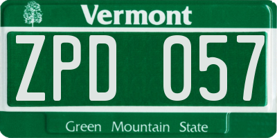 VT license plate ZPD057