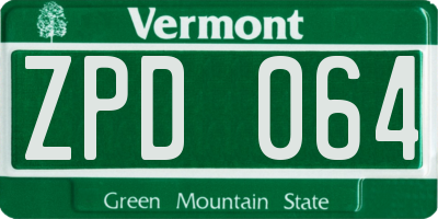 VT license plate ZPD064