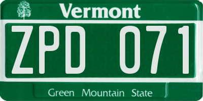 VT license plate ZPD071