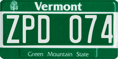 VT license plate ZPD074
