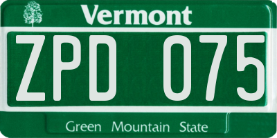 VT license plate ZPD075