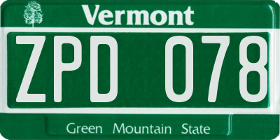 VT license plate ZPD078