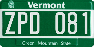 VT license plate ZPD081