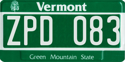 VT license plate ZPD083