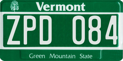 VT license plate ZPD084