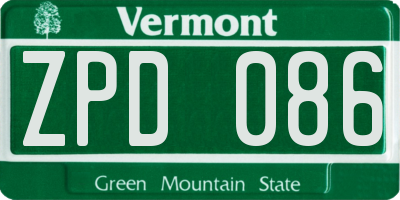 VT license plate ZPD086