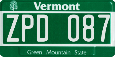 VT license plate ZPD087