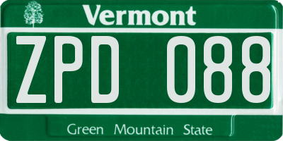 VT license plate ZPD088