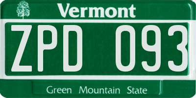 VT license plate ZPD093