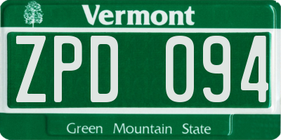 VT license plate ZPD094