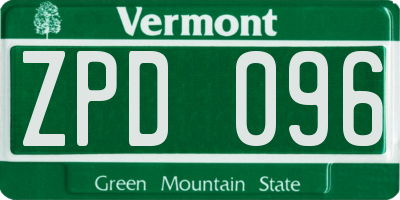 VT license plate ZPD096