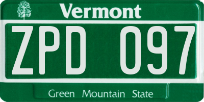 VT license plate ZPD097