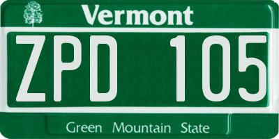 VT license plate ZPD105