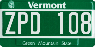 VT license plate ZPD108