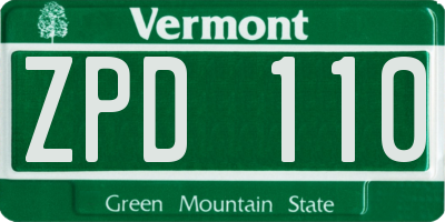 VT license plate ZPD110