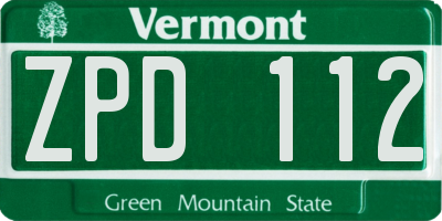 VT license plate ZPD112