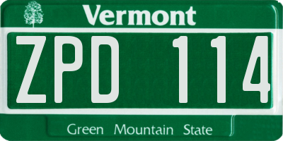 VT license plate ZPD114