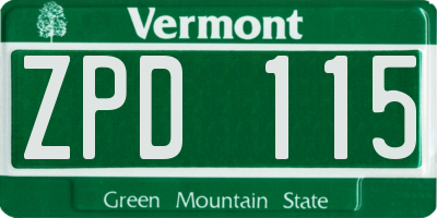 VT license plate ZPD115