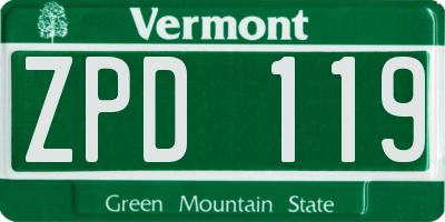 VT license plate ZPD119