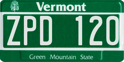 VT license plate ZPD120