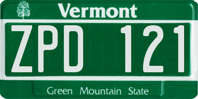 VT license plate ZPD121