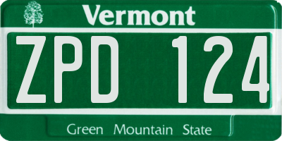 VT license plate ZPD124