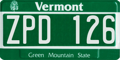 VT license plate ZPD126