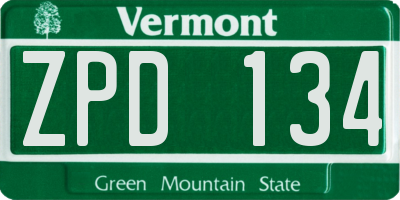 VT license plate ZPD134
