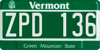 VT license plate ZPD136