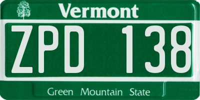 VT license plate ZPD138