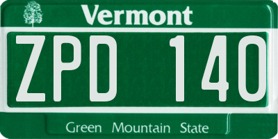 VT license plate ZPD140