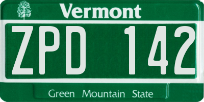 VT license plate ZPD142