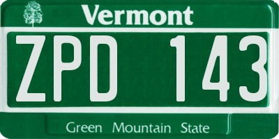 VT license plate ZPD143