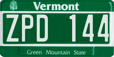 VT license plate ZPD144