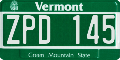 VT license plate ZPD145