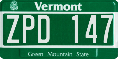 VT license plate ZPD147